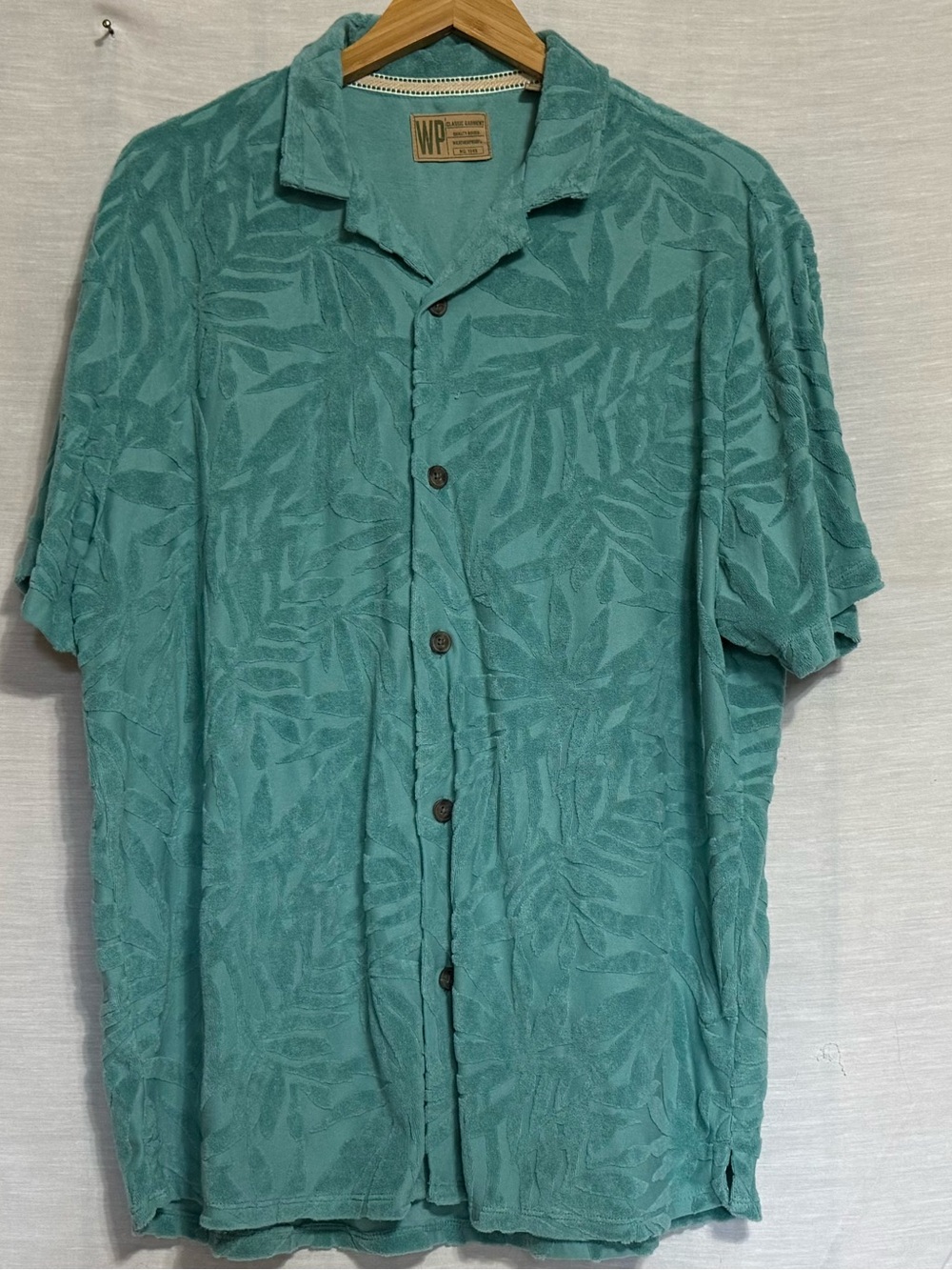 Weatherproof Vintage Terry Cloth Camp Shirt Tropical Green XXL NWOT